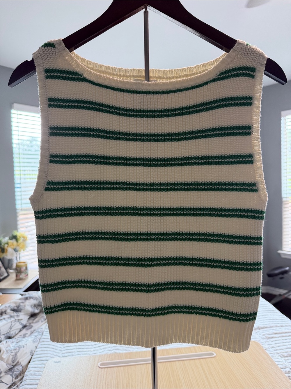 Song of Style Cream and Green Striped Knit Tank